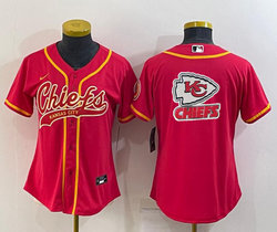 Women's Nike Kansas City Chiefs Blank Red Joint Big Logo Authentic Stitched baseball jersey