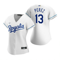 Women's Nike Kansas City Royals #13 Salvador Perez White Game Authentic Stitched MLB Jersey