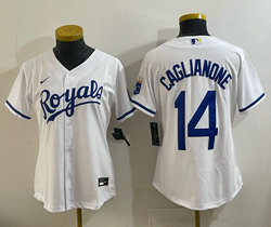 Women's Nike Kansas City Royals #14 Jac Caglianone White Authentic Stitched MLB jersey