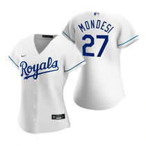 Women's Nike Kansas City Royals #27 Adalberto Mondesi White Game Authentic Stitched MLB Jersey