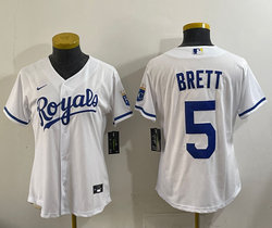 Women's Nike Kansas City Royals #5 George Brett White Authentic Stitched MLB Jersey