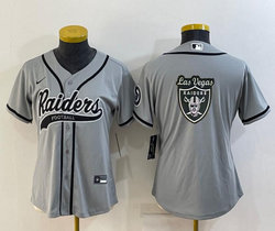 Women's Nike Las Vegas Raiders Gray Joint Big Logo Authentic Stitched baseball jersey