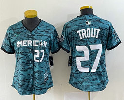 Women's Nike Los Angeles Angels #27 Mike Trout Teal 2023 All-Star Stitched Baseball Jersey