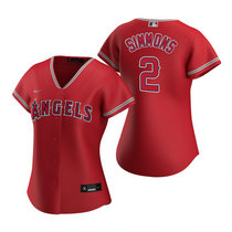 Women's Nike Los Angeles Angels of Anaheim #2 Andrelton Simmons Red Game Authentic stitched MLB jersey