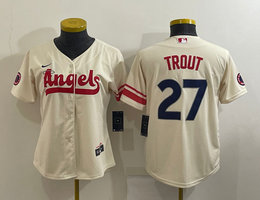 Women's Nike Los Angeles Angels of Anaheim #27 Mike Trout Cream City Authentic Stitched MLB Jersey