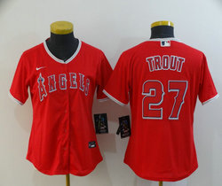 Women's Nike Los Angeles Angels of Anaheim #27 Mike Trout Red Game Authentic stitched MLB jersey