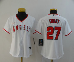 Women's Nike Los Angeles Angels of Anaheim #27 Mike Trout White Game Authentic stitched MLB jersey