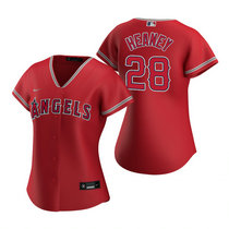 Women's Nike Los Angeles Angels of Anaheim #28 Andrew Heaney Red Game Authentic stitched MLB jersey