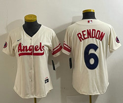 Women's Nike Los Angeles Angels of Anaheim #6 Anthony Rendon Cream City Authentic stitched MLB jersey