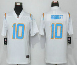 Women's Nike Los Angeles Chargers #10 Justin Herbert White Vapor Untouchable Authentic Stitched NFL Jersey