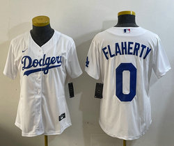 Women's Nike Los Angeles Dodgers #0 Jack Flaherty White Authentic Stitched MLB Jersey