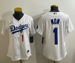 Women's Nike Los Angeles Dodgers #1 Dad White Authentic Stitched MLB Jersey