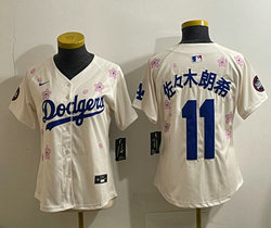 Women's Nike Los Angeles Dodgers #11 佐々木朗希 Cream 2025 Tokyo Series Stitched MLB Jersey