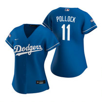 Women's Nike Los Angeles Dodgers #11 A.J. Pollock Blue 2020 World Series Champions Jersey