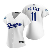 Women's Nike Los Angeles Dodgers #11 A.J. Pollock White 2020 World Series Champions Jersey