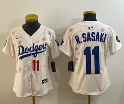 Women's Nike Los Angeles Dodgers #11 Roki Sasaki Cream 2025 Tokyo Series Jersey