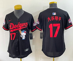 Women's Nike Los Angeles Dodgers #17 大谷翔平 Black Hello Kitty Night Jersey