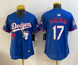 Women's Nike Los Angeles Dodgers #17 大谷翔平 Blue Hello Kitty Night Jersey