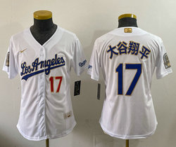 Women's Nike Los Angeles Dodgers #17 大谷翔平 White 2026 Gold Collection 9x & B2B Jersey