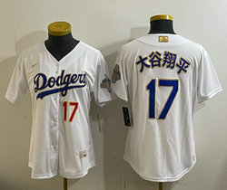 Women's Nike Los Angeles Dodgers #17 大谷翔平 White 2026 Gold Stadium Baseball Jersey