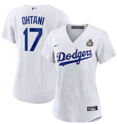 Women's Nike Los Angeles Dodgers #17 Shohei Ohtani White 2024 World Series Baseball Jersey