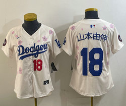 Women's Nike Los Angeles Dodgers #18 山本由伸 Cream 2025 Tokyo Series Jersey