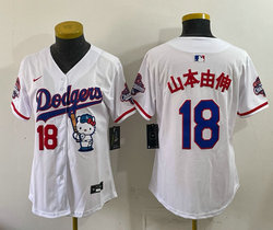 Women's Nike Los Angeles Dodgers #18 山本由伸 White Hello Kitty Night Jersey