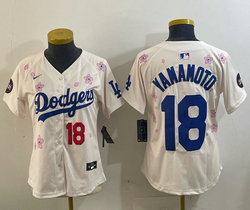 Women's Nike Los Angeles Dodgers #18 Yoshinobu Yamamoto Cream 2025 Tokyo Series Jersey