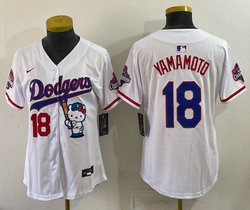 Women's Nike Los Angeles Dodgers #18 Yoshinobu Yamamoto White Hello Kitty Night Jersey