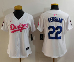 Women's Nike Los Angeles Dodgers #22 Bad Bunny White Pink Joint Authentic Stitched MLB Jersey