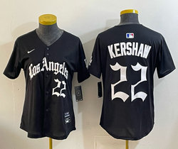 Women's Nike Los Angeles Dodgers #22 Clayton Kershaw Black 5(V) Joint MLB Jersey