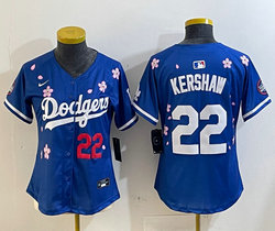 Women's Nike Los Angeles Dodgers #22 Clayton Kershaw Blue 2025 Tokyo Series Stitched MLB Jersey