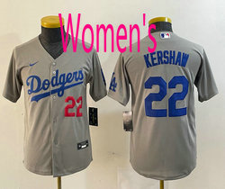 Women's Nike Los Angeles Dodgers #22 Clayton Kershaw Gray with 22 Stitched MLB Jersey