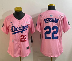 Women's Nike Los Angeles Dodgers #22 Clayton Kershaw Pink 2025 Tokyo Series Jersey