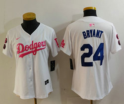 Women's Nike Los Angeles Dodgers #24 Kobe bryant White Pink Joint Authentic Stitched MLB Jersey