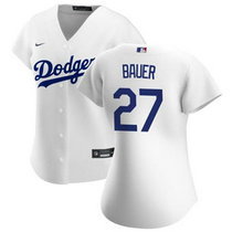 Women's Nike Los Angeles Dodgers #27 Trevor Bauer White Game Authentic Stitched MLB Jersey