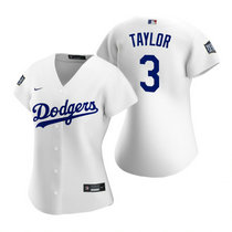 Women's Nike Los Angeles Dodgers #3 Chris Taylor White 2020 World Series Game Authentic Stitched MLB Jersey