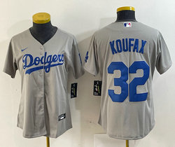 Women's Nike Los Angeles Dodgers #32 Sandy Koufax Gray Authentic Stitched MLB Jersey
