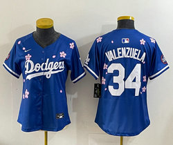 Women's Nike Los Angeles Dodgers #34 Fernando Valenzuela Blue 2025 Tokyo Series Stitched MLB Jersey