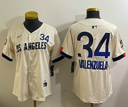 Women's Nike Los Angeles Dodgers #34 Fernando Valenzuela City 34 Front The number is above the name Jersey