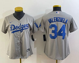 Women's Nike Los Angeles Dodgers #34 Fernando Valenzuela Gray Authentic Stitched MLB Jersey