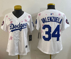 Women's Nike Los Angeles Dodgers #34 Fernando Valenzuela White 2025 Tokyo Series Jersey