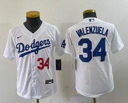 Women's Nike Los Angeles Dodgers #34 Fernando Valenzuela White Red 34 in front Authentic Stitched MLB Jersey