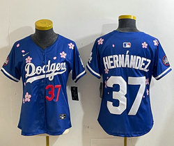 Women's Nike Los Angeles Dodgers #37 Enrique Hernandez Blue 2025 Tokyo Series Jersey