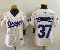 Women's Nike Los Angeles Dodgers #37 Enrique Hernandez Cream 2025 Tokyo Series Stitched MLB Jersey