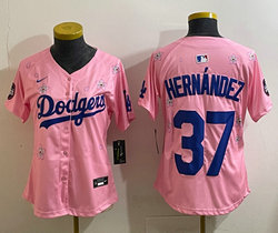 Women's Nike Los Angeles Dodgers #37 Enrique Hernandez Pink 2025 Tokyo Series Stitched MLB Jersey