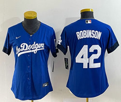 Women's Nike Los Angeles Dodgers #42 Jackie Robinson Blue City Game MLB Jersey