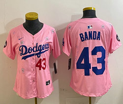 Women's Nike Los Angeles Dodgers #43 Anthony banda Pink 2025 Tokyo Series Jersey