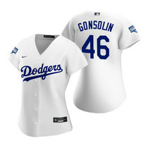 Women's Nike Los Angeles Dodgers #46 Tony Gonsolin White 2020 World Series Champions Jersey