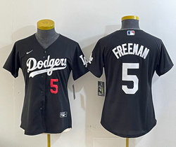 Women's Nike Los Angeles Dodgers #5 Freddie Freeman Black Authentic Stitched MLB Jersey